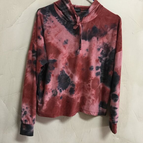 Derek Heart Women Siz M Athleisure Hoodie Sweatshirt Top Pull-On Gray Peach Rose - Picture 1 of 5